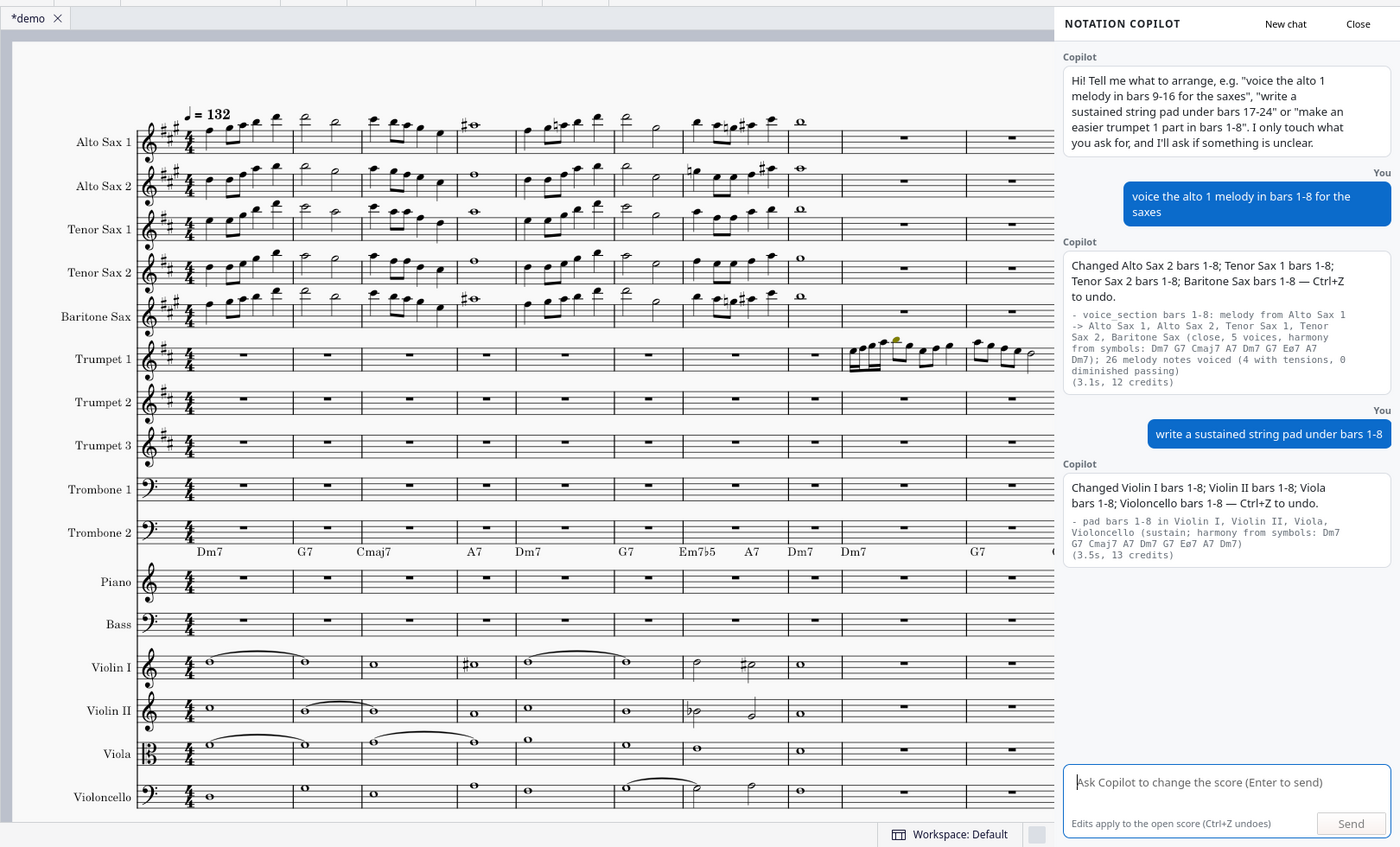 A sustained string pad under the sax soli